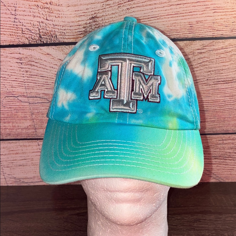 Pre Owned Blue and Green Tie-Dye Cap with Texas A&M Logo by CC Creations